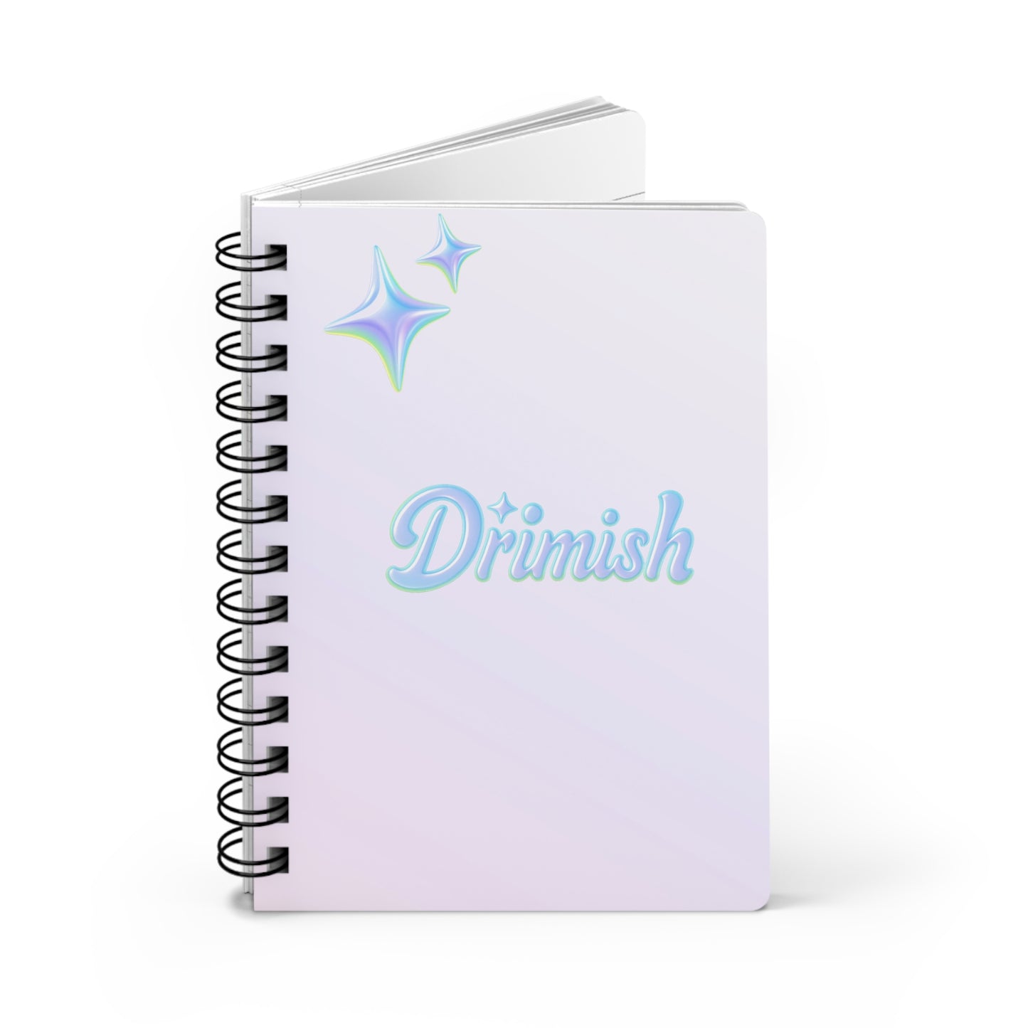 Drimish Sparkle Spiral Notebook — Pastel Holographic Journal
