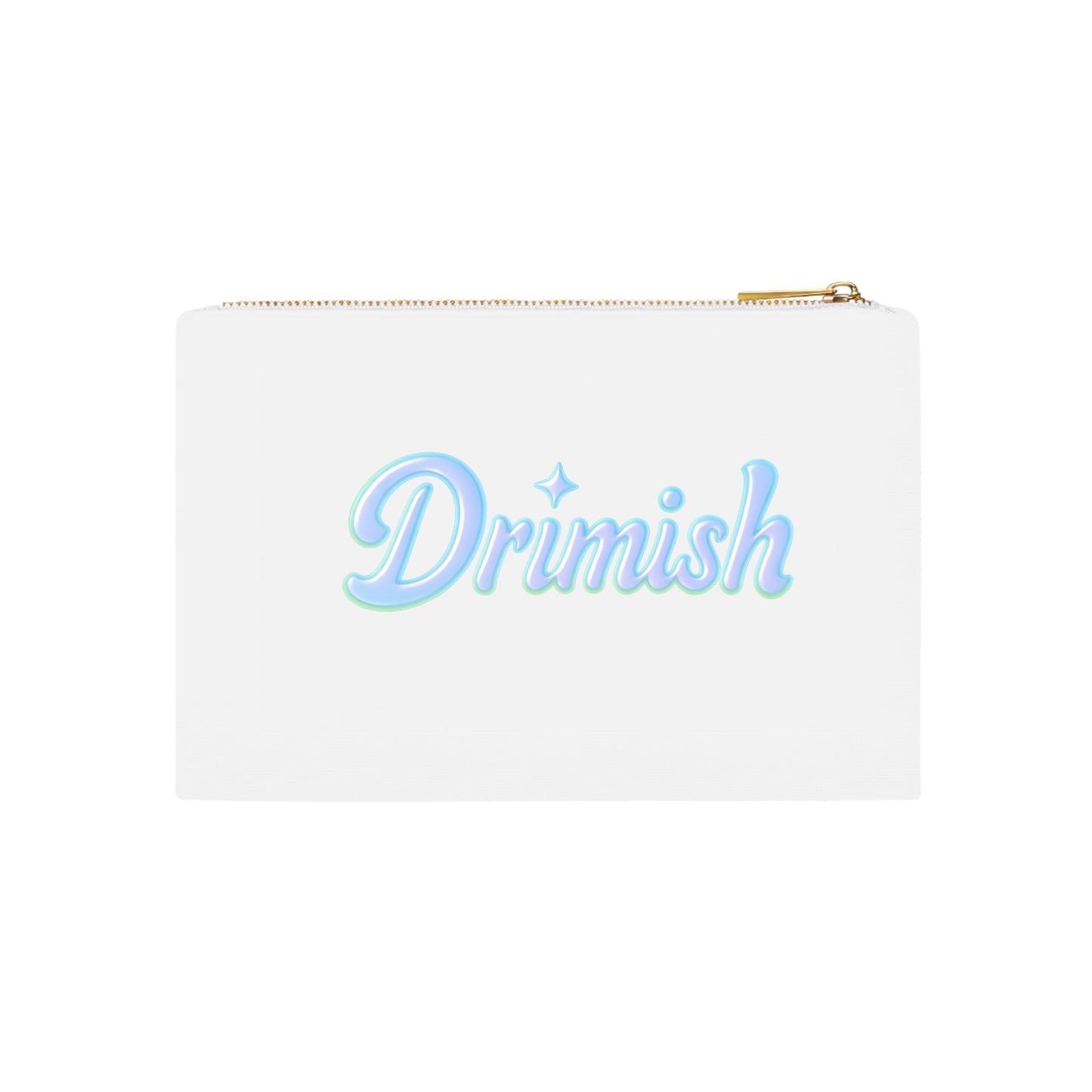 Drimish Cosmetic Bag — Pastel Holographic Script Makeup Pouch