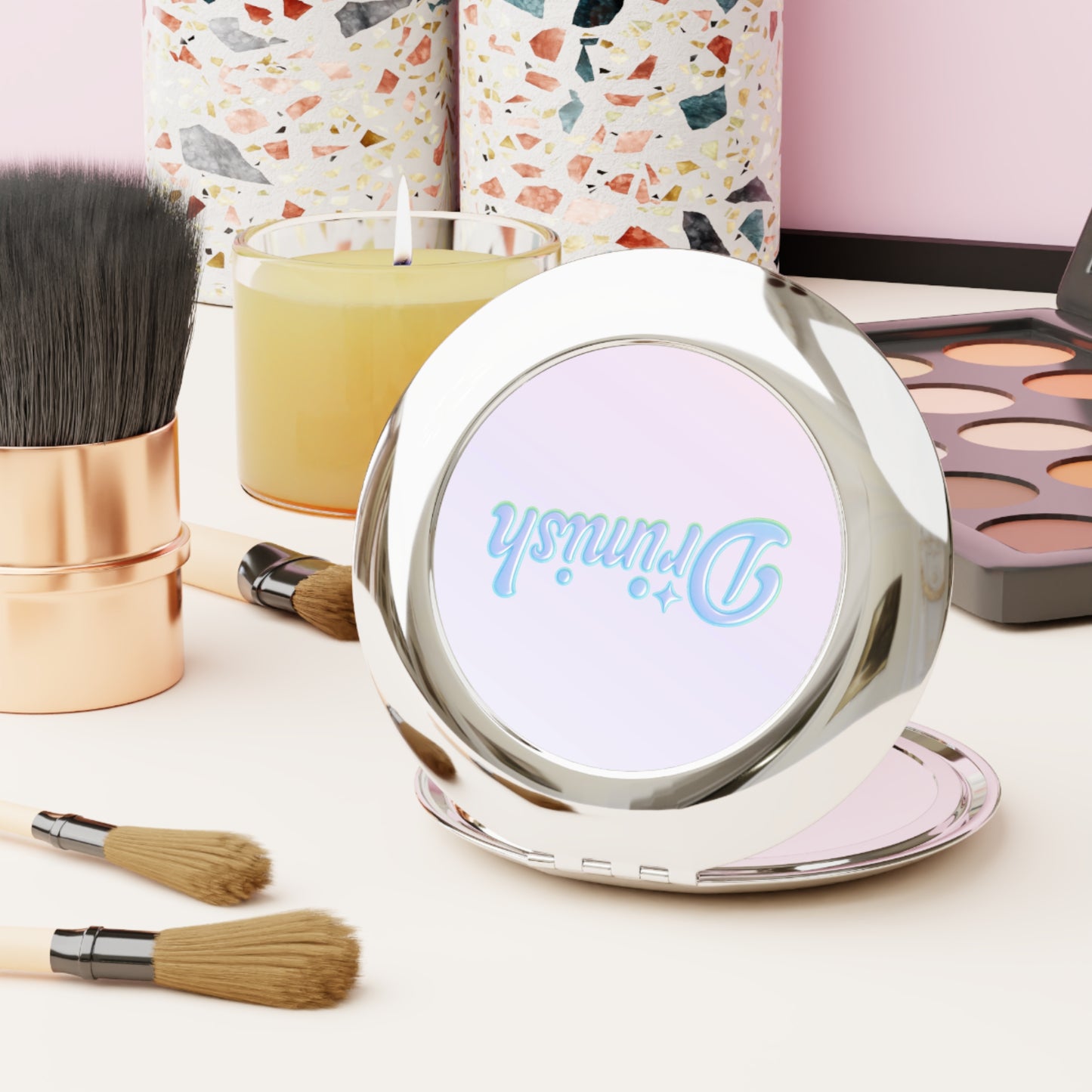 Drmish Makeup Compact Travel Mirror — Pastel 'Drimish' Pocket Makeup Mirror